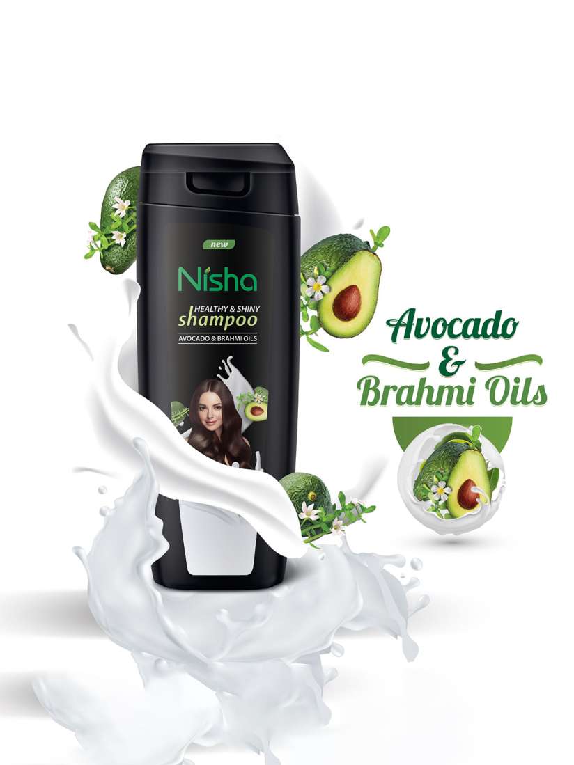 Healthy & Shiny Shampoo AVOCADO & BRAHMI OILS, Nisha (Шампунь для здоровья и сияния волос С МАСЛАМИ АВОКАДО И БРАХМИ, Ниша), 180 мл.