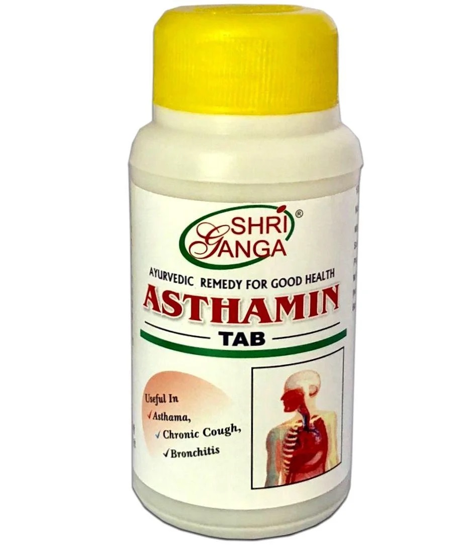 ASTHAMIN tab, Shri Ganga (АСТАМИН при астме, хроническом кашле, бронхите, Шри Ганга), 100 таб.