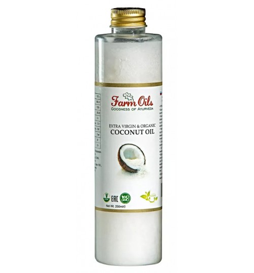 COCONUT OIL Extra Virgin & Organic, Farm Oils (КОКОСОВОЕ МАСЛО Натуральное, холодного отжима, Фарм Ойлс), 250 мл.