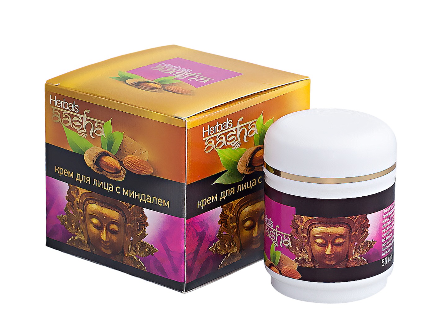 Крем для лица С МИНДАЛЁМ, Aasha Herbals, 50 мл.