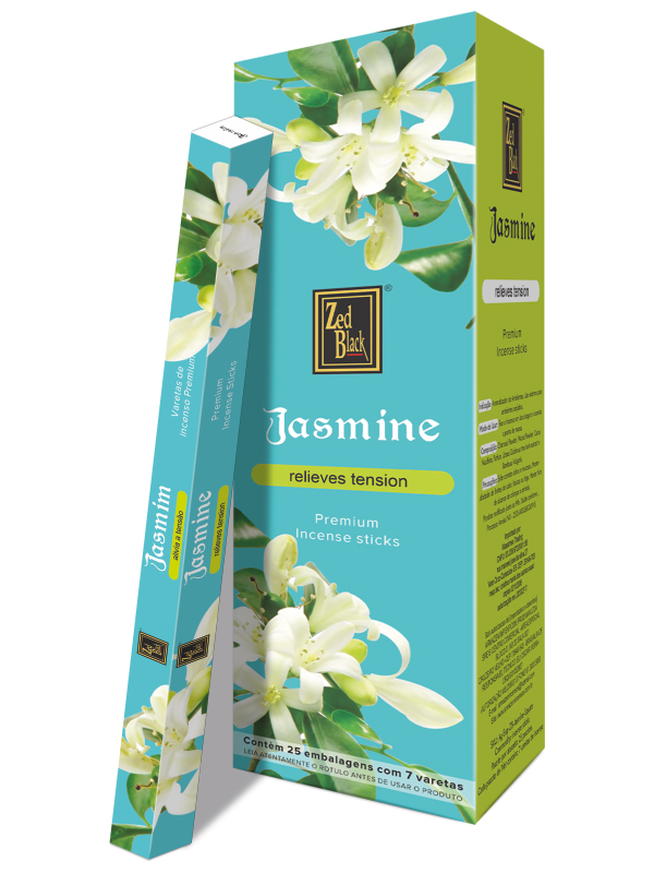 JASMINE fab series Premium Incense Sticks, Zed Black (ЖАСМИН премиум благовония палочки, Зед Блэк), уп. 8 палочек.