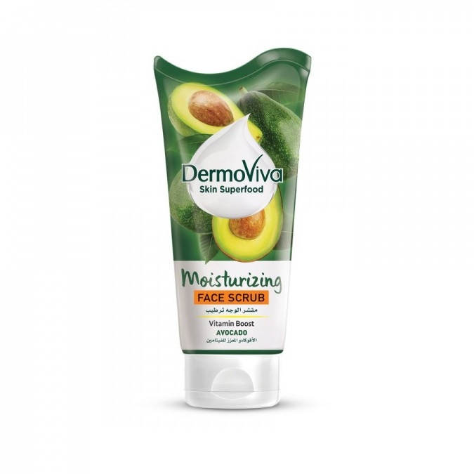 DermoViva MOISTURIZING Face Scrub, AVOCADO, Dabur (УВЛАЖНЯЮЩИЙ скраб для лица с АВОКАДО - заряд витаминов, Дабур), 150 мл.