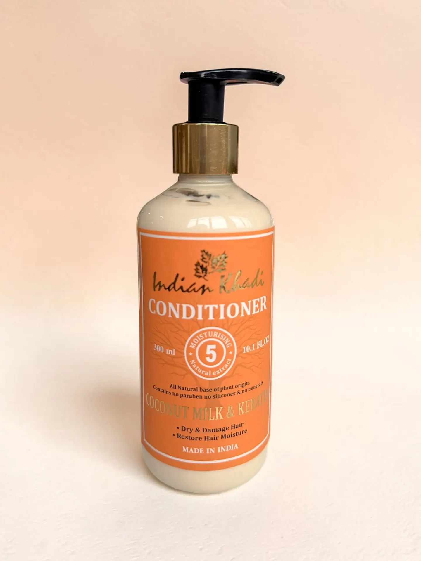 Conditioner COCONUT MILK & KERATIN, Indian Khadi (Кондиционер КОКОСОВОЕ МОЛОКО И КЕРАТИН, Восстановление сухих и поврежденных волос, Индиан Кхади), 300 мл.