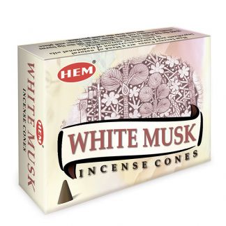 Hem Incense CONES WHITE MUSK (Благовония конусы БЕЛЫЙ МУСКУС, Хем), уп. 10 конусов.
