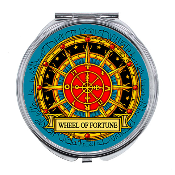 Складное зеркало круглое Tarot - Wheel Of Fortune КОЛЕСО ФОРТУНЫ (размер 7,5*7,2 см.), 1 шт.