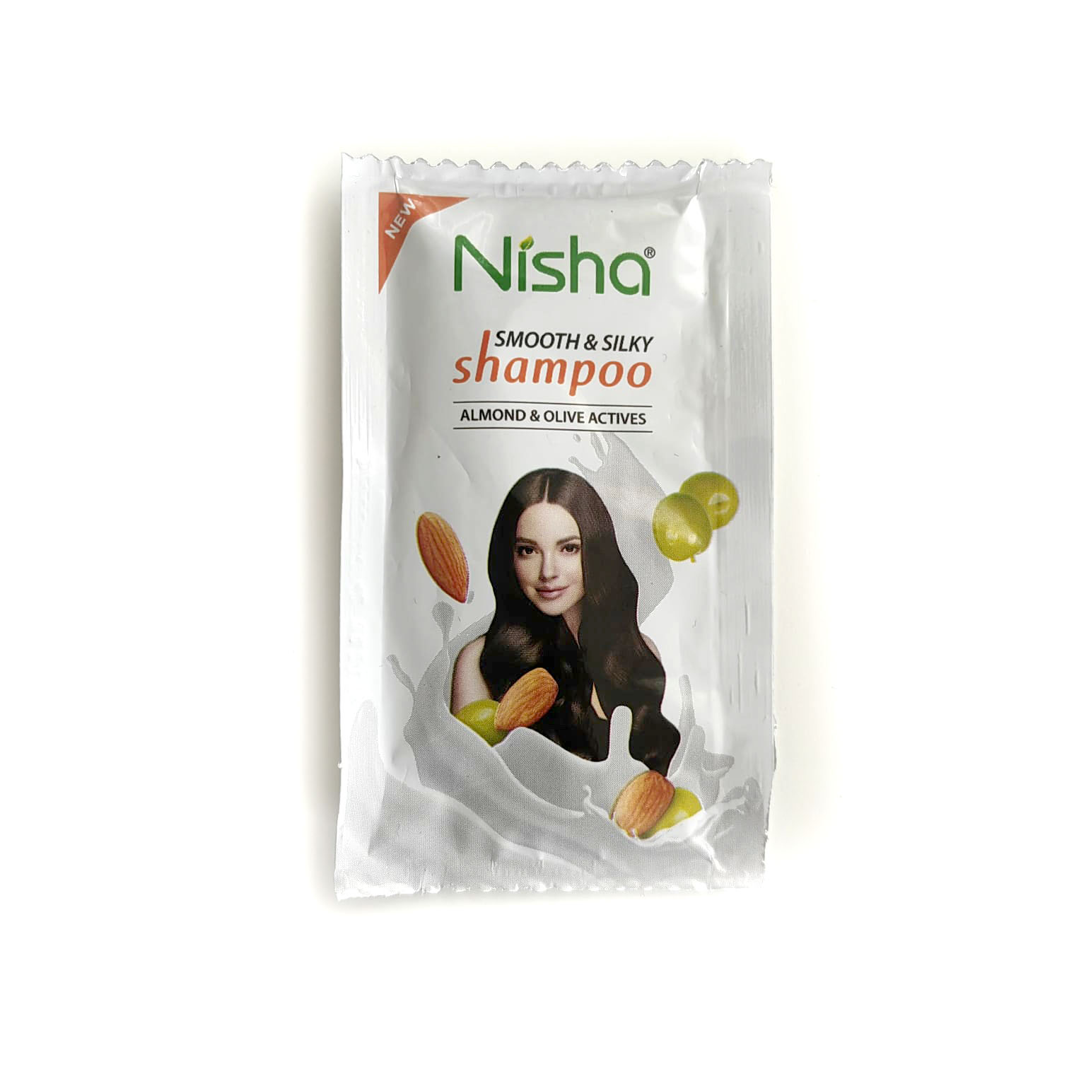 Smooth & Silky Shampoo ALMOND & OLIVE ACTIVES, Nisha (Шампунь для гладкости и шелковистости волос МИНДАЛЬ И ОЛИВКА, Ниша), 6 мл.