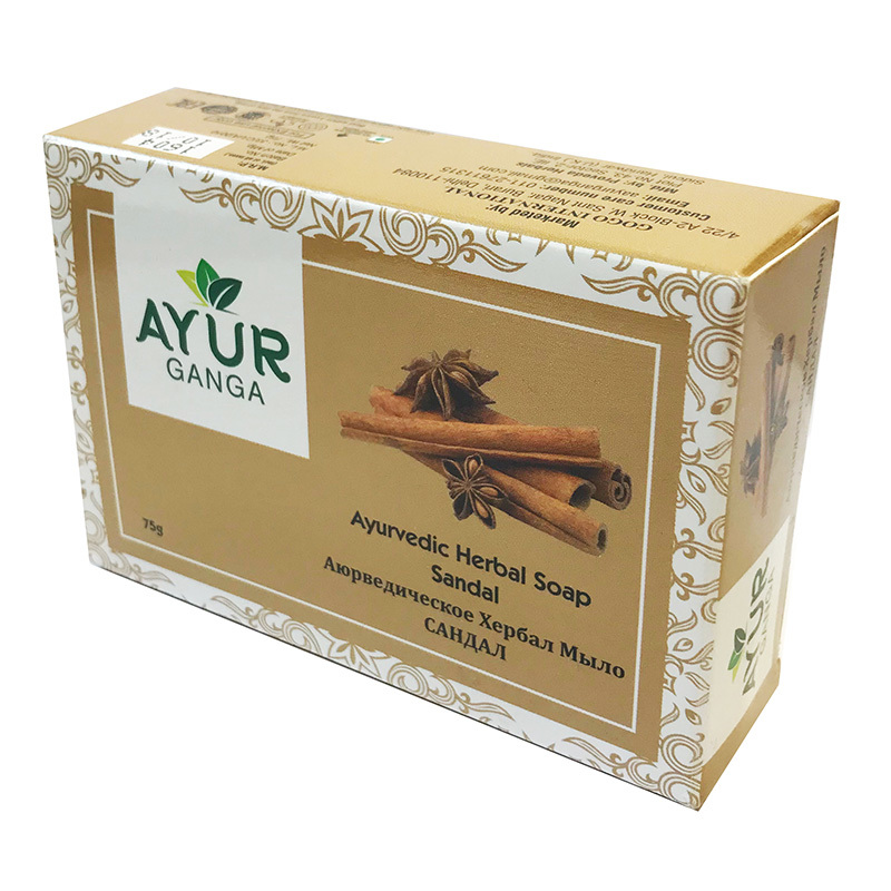 Ayurvedic Herbal Soap SANDAL, Ayur Ganga (Аюрведическое хербал мыло САНДАЛ, Аюр Ганга), 75 г.