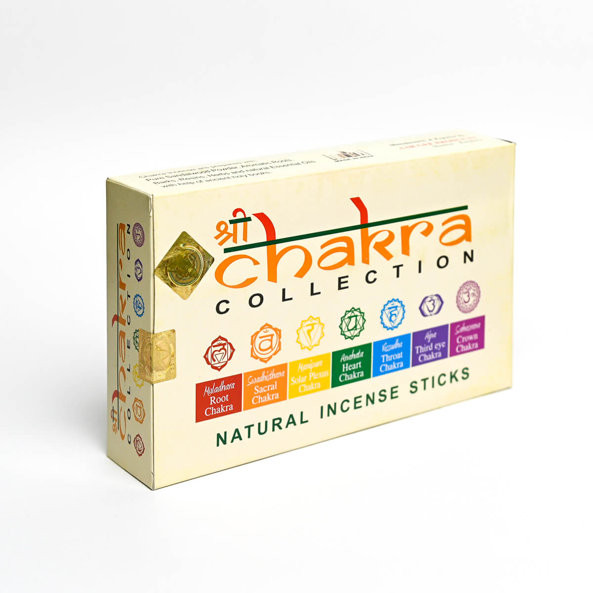 Natural Incense Sticks CHAKRA COLLECTION 7 CHAKRAS (НАБОР натуральных благовоний КОЛЛЕКЦИЯ ШРИ ЧАКРА), упаковка 7 шт.