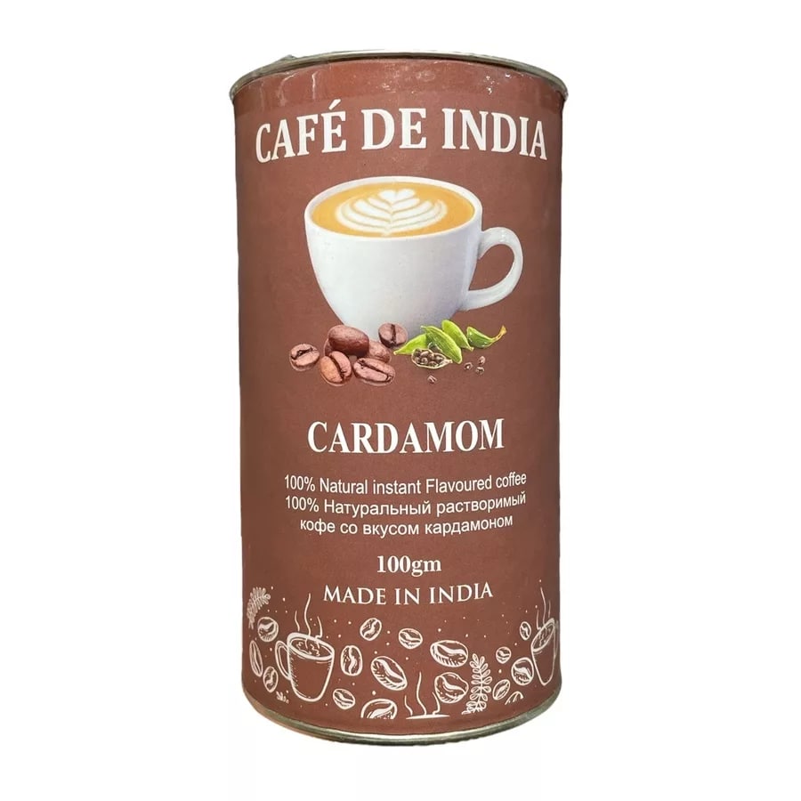 Cafe De India CARDAMOM, Bharat Bazaar (100% Натуральный растворимый кофе СО ВКУСОМ КАРДАМОНА, Бхарат Базаар), 100 г.
