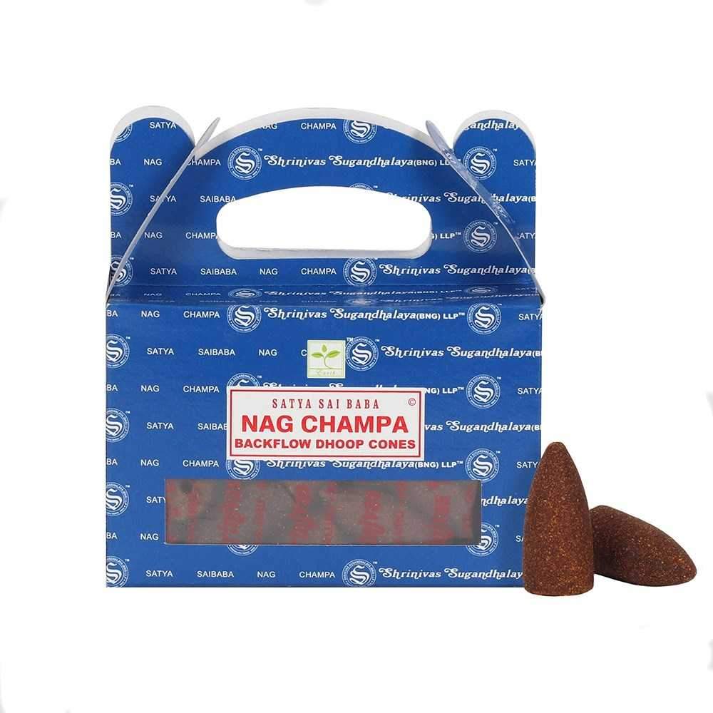 NAG CHAMPA Backflow Dhoop Cones, Satya (НАГ ЧАМПА благовония пуля стелющийся дым, Сатья), уп. 24 конуса.