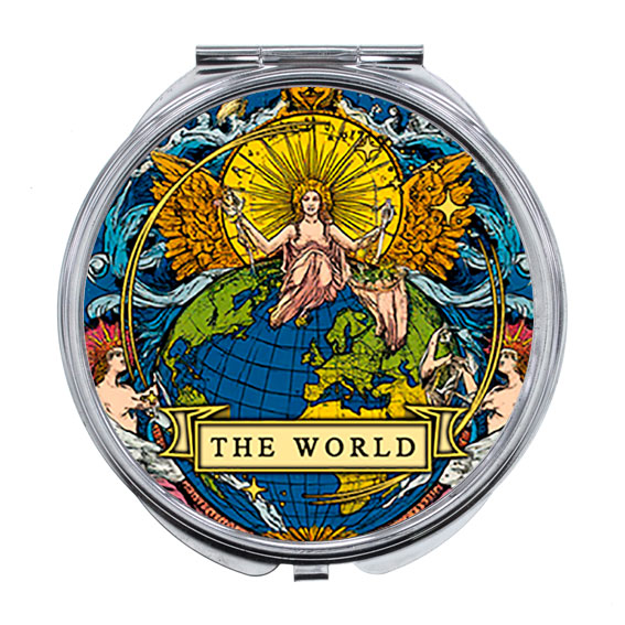Складное зеркало круглое Tarot - The World МИР (размер 7,5*7,2 см.), 1 шт.
