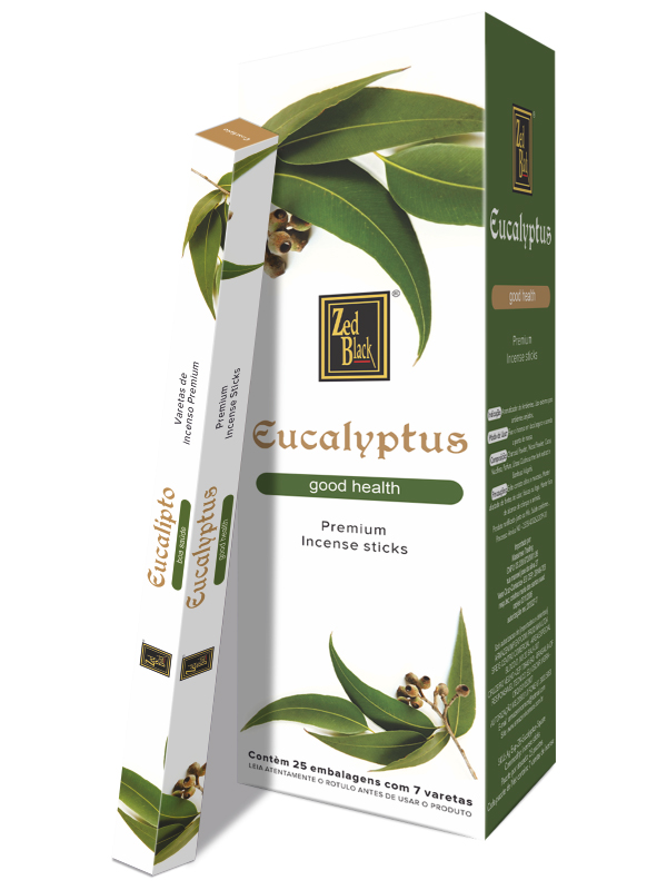 EUCALYPTUS fab series Premium Incense Sticks, Zed Black (ЭВКАЛИПТ премиум благовония палочки, Зед Блэк), уп. 8 палочек.
