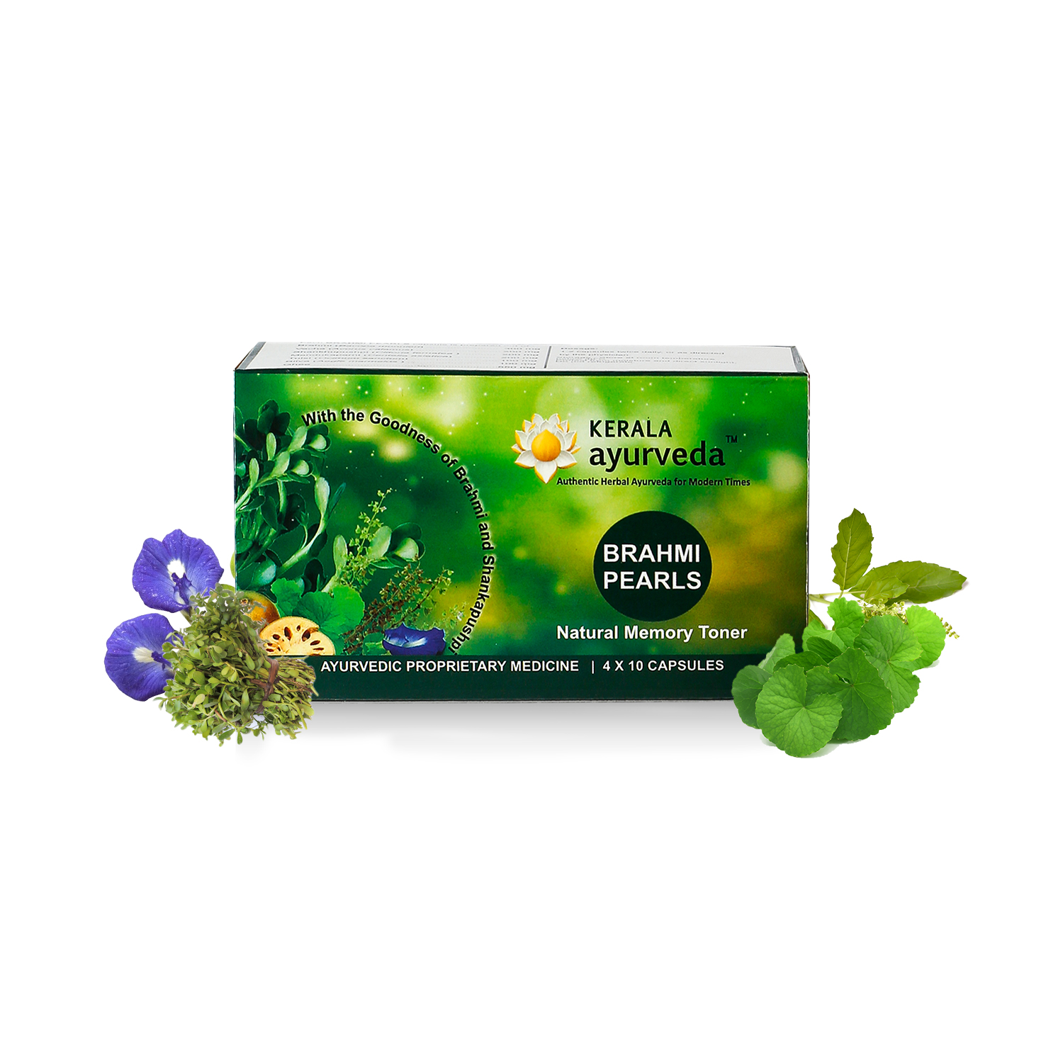 BRAHMI PEARLS, Kerala Ayurveda (БРАХМИ капсулы, для улучшения когнитивных функций и памяти, Керала Аюрведа), 40 капс.