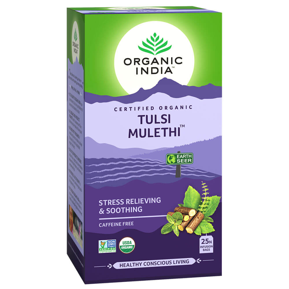 TULSI MULETHI, Organic India (ТУЛСИ МУЛЕТХИ (ЛАКРИЦА), антистресс и спокойствие, Органик Индия), 25 пакетиков.
