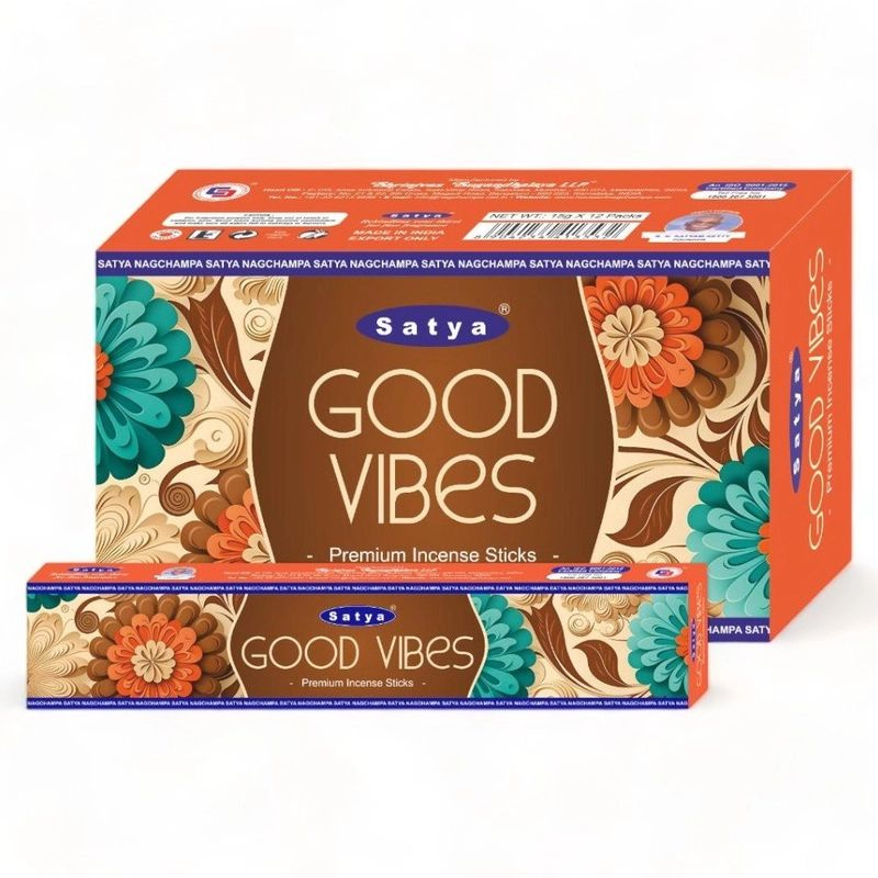 GOOD VIBES Premium Incense Sticks, Satya (ХОРОШИЕ ВИБРАЦИИ премиальные благовония, Сатья), 15 г.