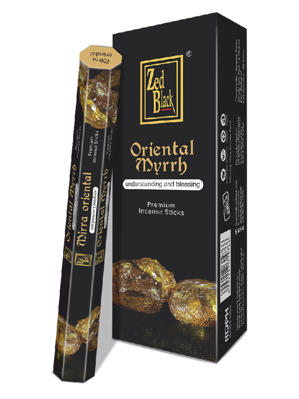 ORIENTAL MYRRH Premium Incense Sticks, Zed Black (ВОСТОЧНАЯ МИРРА премиум благовония палочки, Зед Блэк), уп. 20 палочек.