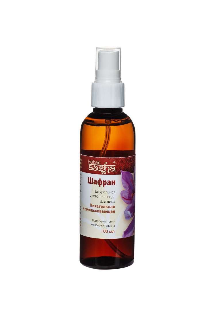 Натуральная цветочная вода для лица ШАФРАН, питательная и омолаживающая, Aasha Herbals, спрей, 100 мл.