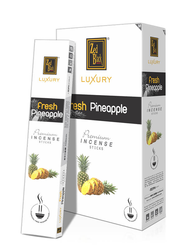 Luxury FRESH PINEAPPLE Premium Incense Sticks, Zed Black (Лакшери СВЕЖИЙ АНАНАС премиум благовония палочки, Зед Блэк), уп. 15 г.