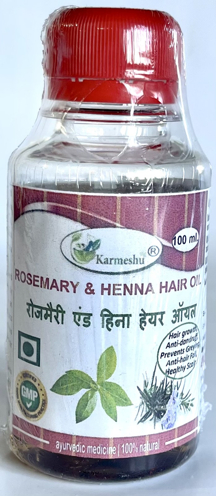 ROSEMARY & HENNA HAIR OIL, Karmeshu (Масло для волос РОЗМАРИН И ХНА, Кармешу), 100 мл.