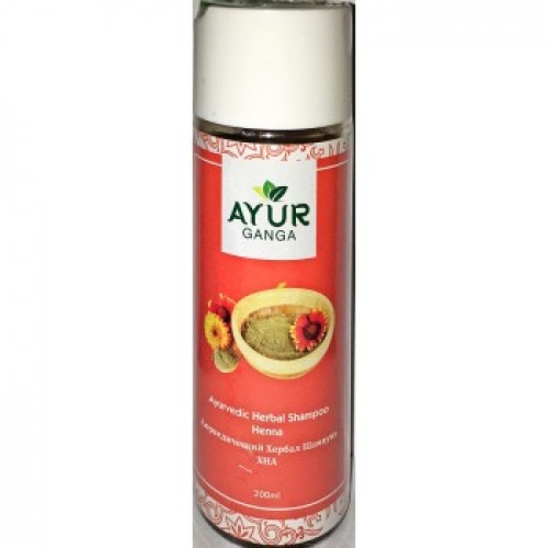 Ayurvedic Herbal Shampoo HENNA, Ayur Ganga (Аюрведический хербал шампунь ХНА), 200 мл.