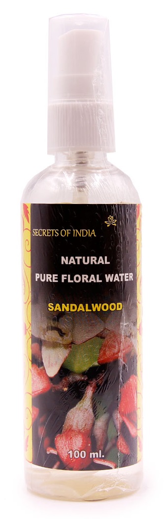Natural Pure Floral Water SANDALWOOD, Secrets of India (ГИДРОЛАТ САНДАЛОВОГО ДЕРЕВА Натуральная цветочная вода для ухода за кожей, Секреты Индии), 100 мл.