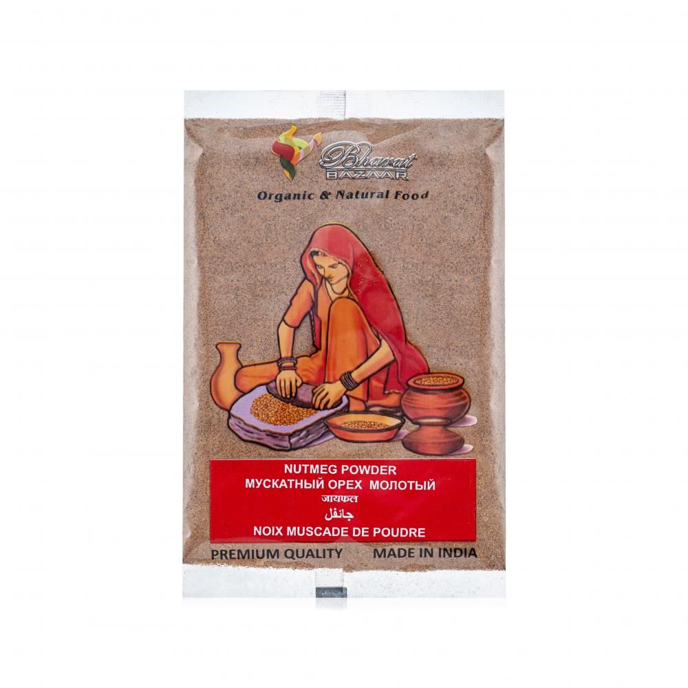 NUTMEG POWDER (Jaiphal) Bharat Bazaar (Мускатный орех, молотый, Бхарат Базар), 50 г.