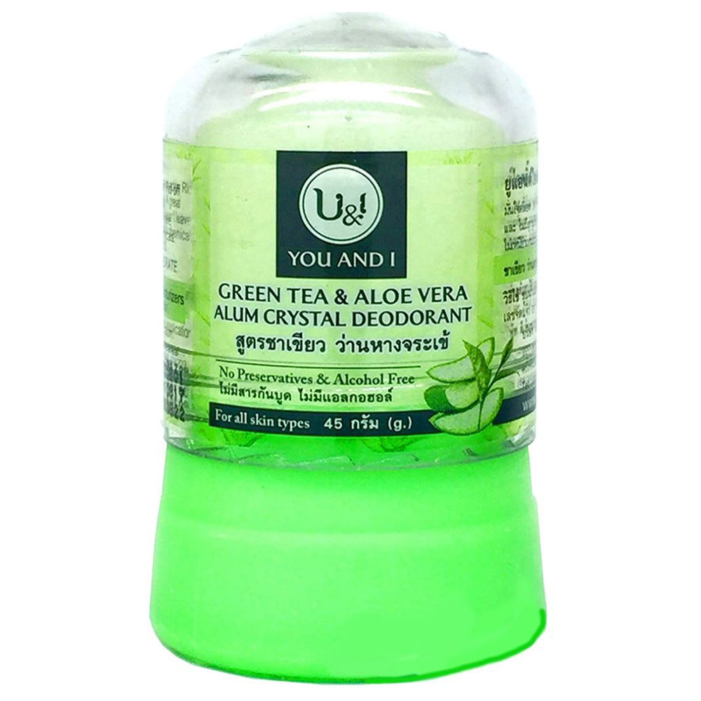 U&I GREEN TEA & ALOE VERA Alym Crystal Deodorant (Дезодорант кристаллический С ЗЕЛЁНЫМ ЧАЕМ И АЛОЭ ВЕРА), 45 г.