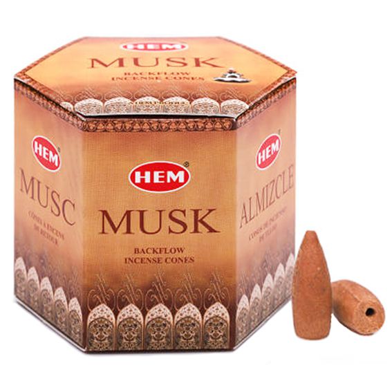 MUSK Backflow Incense Cones, Hem (МУСК благовония пуля стелющийся дым, Хем), уп. 40 конусов.