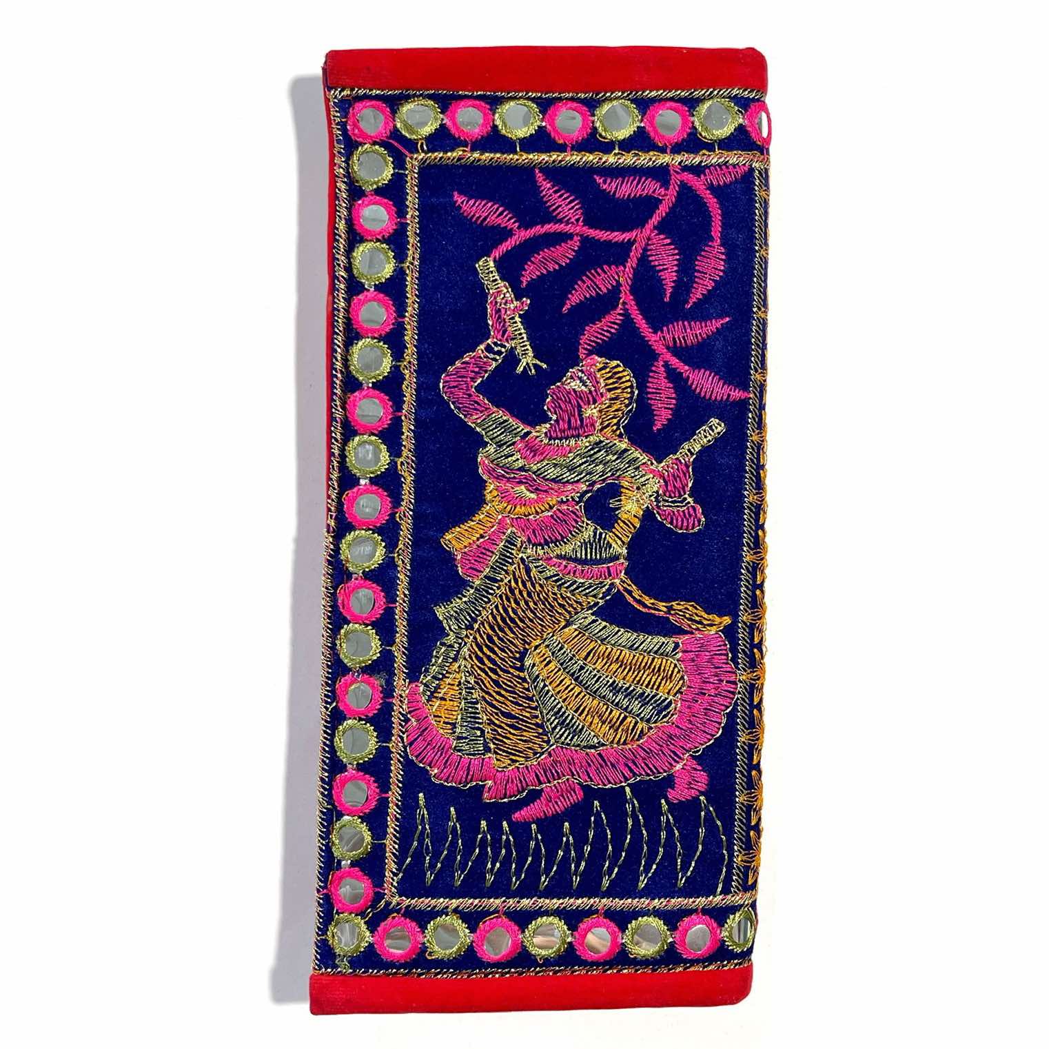 Кошелёк индийский этнический на магнитной защёлке (разные цвета и дизайн, вышивка, размер 23,5 на 11 см.), 1 шт.