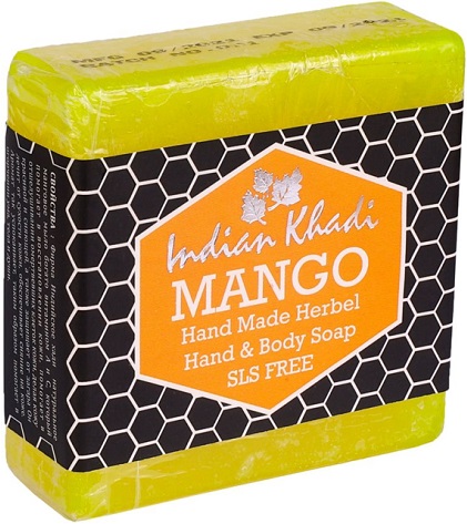 MANGO  Hand Made Herbal Hand & Body Soap, Indian Khadi (МАНГО травяное мыло ручной работы, Индиан Кхади), 100 г.