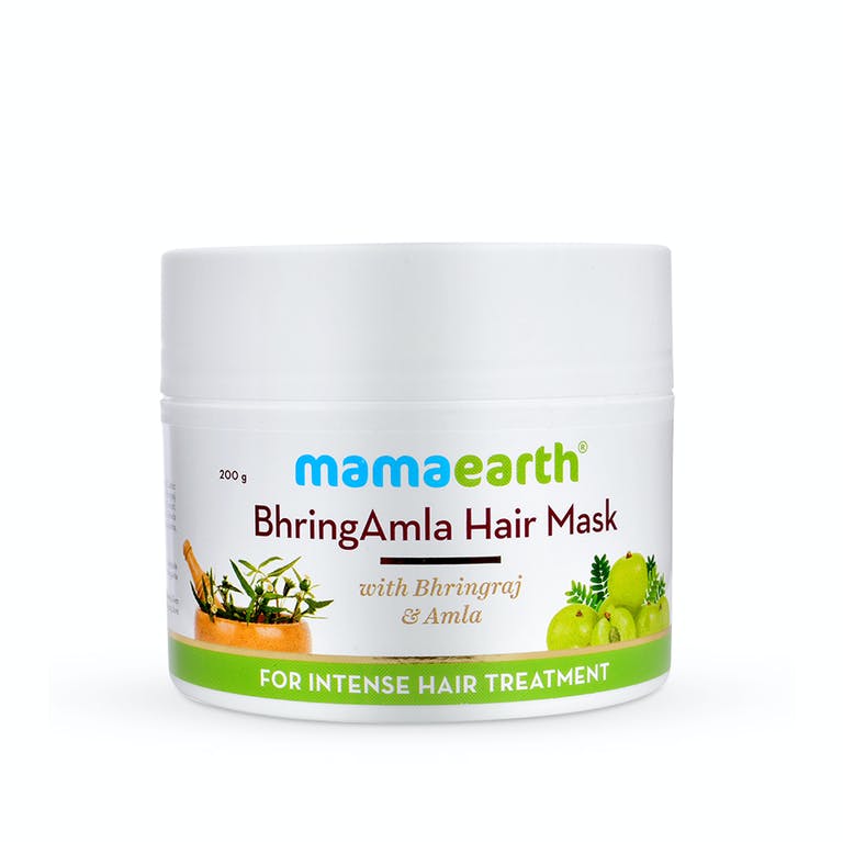 BHRING AMLA HAIR MASK with Bhringraj & Amla, Mamaearth (БРИНГ АМЛА маска для интенсивного лечения волос), 200 г.