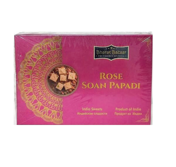 ROSE Soan Papdi, Bharat Bazaar (Соан Папди со вкусом РОЗЫ, индийские сладости из нутовой муки, Бхарат Базар), 250 г.
