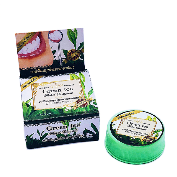 GREEN TEA Herbal Toothpaste, Rochjana (Зубная паста с экстрактом ЗЕЛЁНОГО ЧАЯ), 30 г.