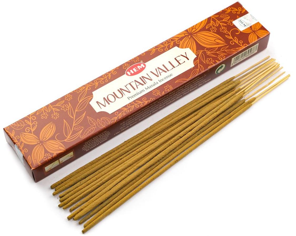 MOUNTAIN VALLEY Premium Masala Incense, Hem (ГОРНАЯ ДОЛИНА премиум масала благовония палочки, Хем), уп. 15 г.