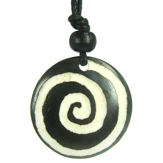 Подвеска из Кости КРУГ ЗАВИТОК IN0350-17, на шнурке (диаметр подвески 2,4 см.), 1 шт.