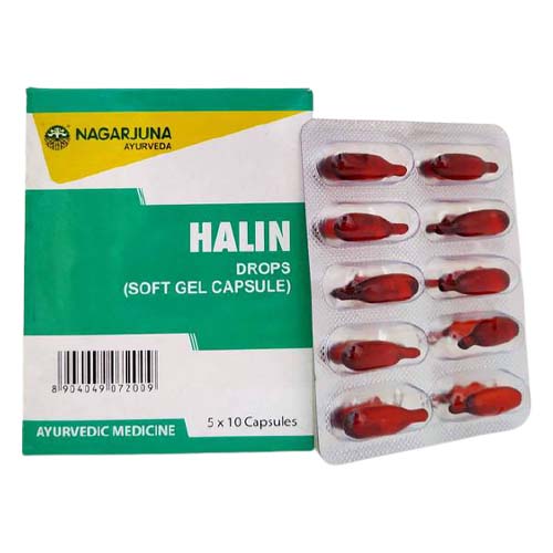 HALIN DROPS, Soft Gel Capsule, Nagarjuna (ХАЛИН, для дыхательной системы, Нагарджуна), 50 капс.