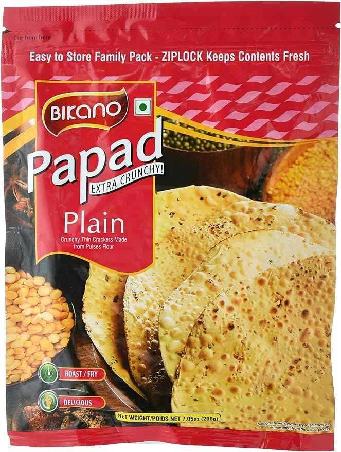 Extra Crunchy PAPAD PLAIN, Bikano (Хрустящие лепёшки ПАПАД, Бикано), 200 г.