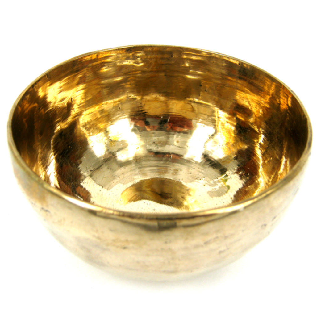Поющая чаша GOLD, Целительная (ручная ковка, семь металлов, диаметр 12 - 13 см., высота 6 см., вес 200 - 400 г.), 1 шт.