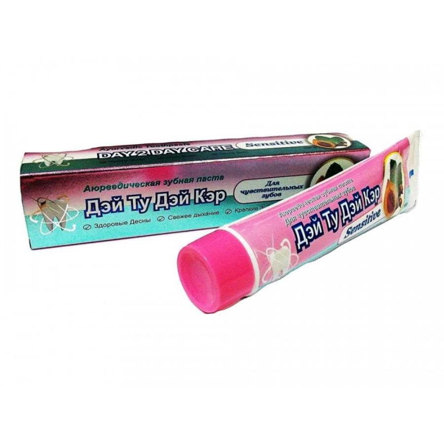 Ayurvedic Toothpaste SENSITIVE, Day 2 Day Care (Аюрведическая зубная паста ДЛЯ ЧУВСТВИТЕЛЬНЫХ ЗУБОВ, Дэй ту Дэй Кэр), 100 гр.