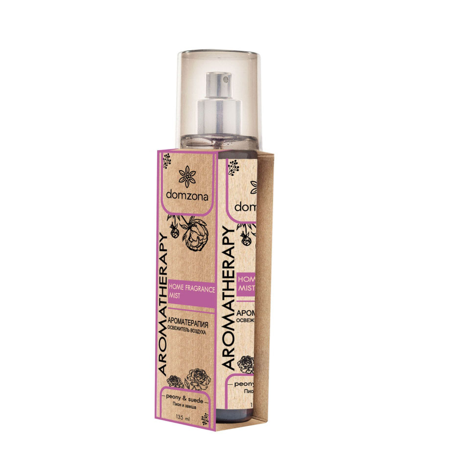 Aromatherapy Home Fragrance Mist PEONY & SUEDE, Domzona (Ароматерапия освежитель воздуха ПИОН И ЗАМША, Домзона), 135 мл.