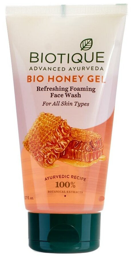BIO HONEY GEL Refreshing Foaming Face Wash, Biotique (МЁД Освежающий гель для умывания, для всех типов кожи, Биотик), 100 мл.