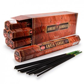 Hem Incense Sticks AMBER-SANDAL (Благовония АМБЕР - САНДАЛ, Хем), уп. 20 палочек.