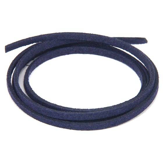 Замшевый шнурок для амулета, цвет ТЕМНО-СИНИЙ (искусственная замша, 60 см.), 1 шт.