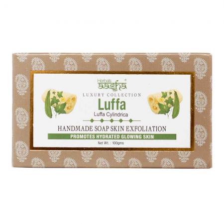 LUFFA Handmade Soap Skin Exfoliating, AASHA, SYNAA (ЛЮФФА мыло ручной работы, отшелушивающее, ААША, СИНАЯ), 100 г. - СРОК ГОДНОСТИ ДО 31 АВГУСТА 2024 ГОДА