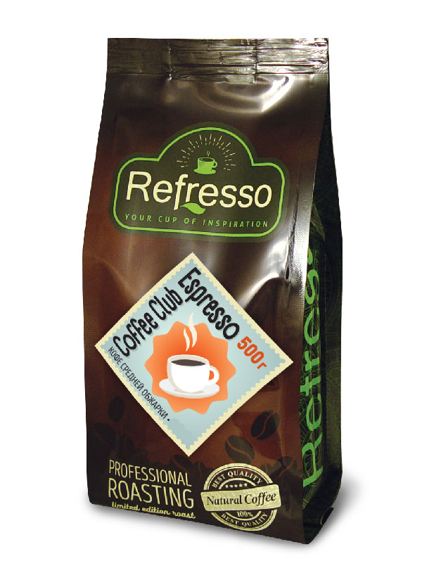 COFFEE CLUB Espresso, Refresso (КОФЕ КЛУБ Эспрессо, кофе средней обжарки, молотый, Рефрессо), 500 г.