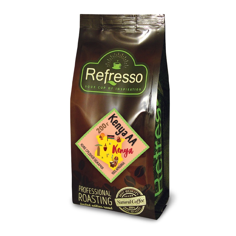 KENYA AA, Refresso (КЕНИЯ АА, кофе средней обжарки, МОЛОТЫЙ, Рефрессо), 200 г.