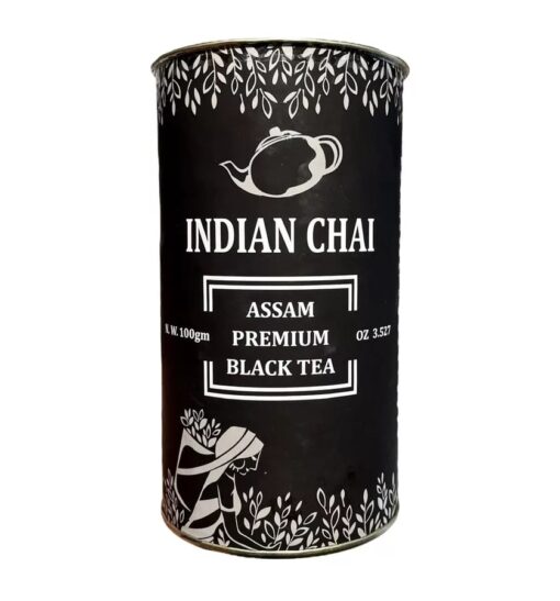 Indian Chai ASSAM Premium BLACK TEA, Bharat Bazaar (АССАМ Премиум, ЧЕРНЫЙ ЧАЙ, Бхарат Базаар), банка 100 г.