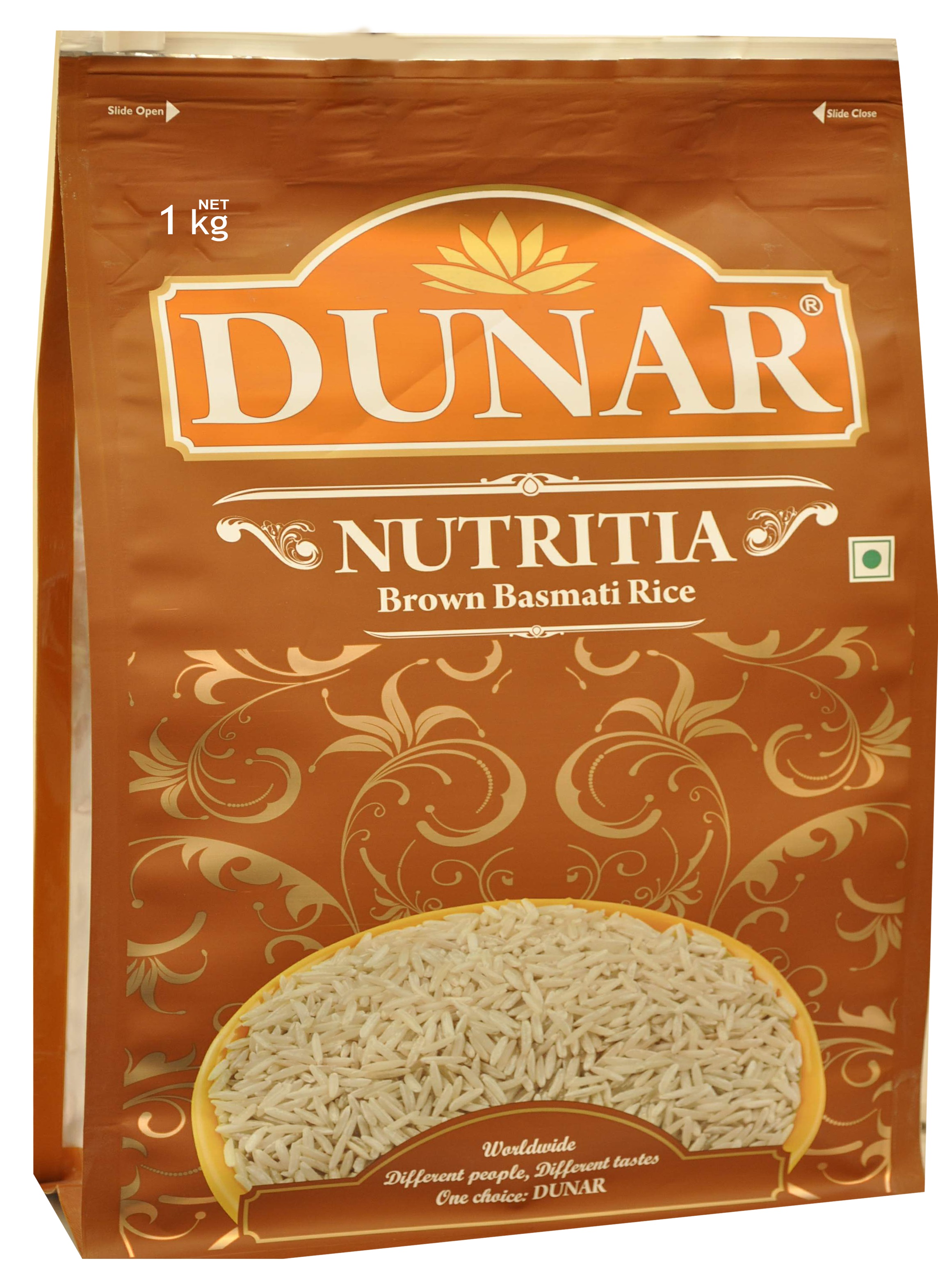 Dunar NUTRITIA Brown Basmati Rice (Дунар НУТРИЦИЯ коричневый рис басмати, НЕшлифованный), 1 кг.