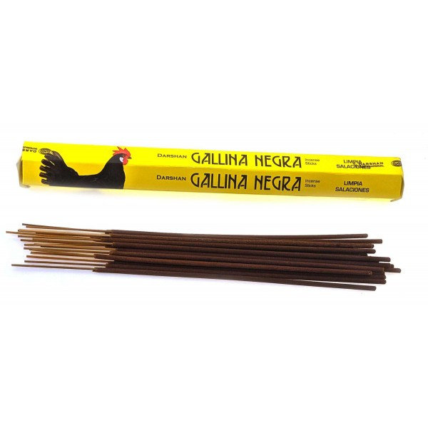Darshan GALLINA NEGRA Incense Sticks (Благовония Даршан ЧЁРНАЯ КУРИЦА), шестигранник 20 палочек.