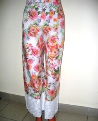 Женские индийские хлопковые брюки ПАЛАЦЦО с цветочным принтом на резинке (разные цвета, размер XL, 100% хлопок (батист)), 1 шт.